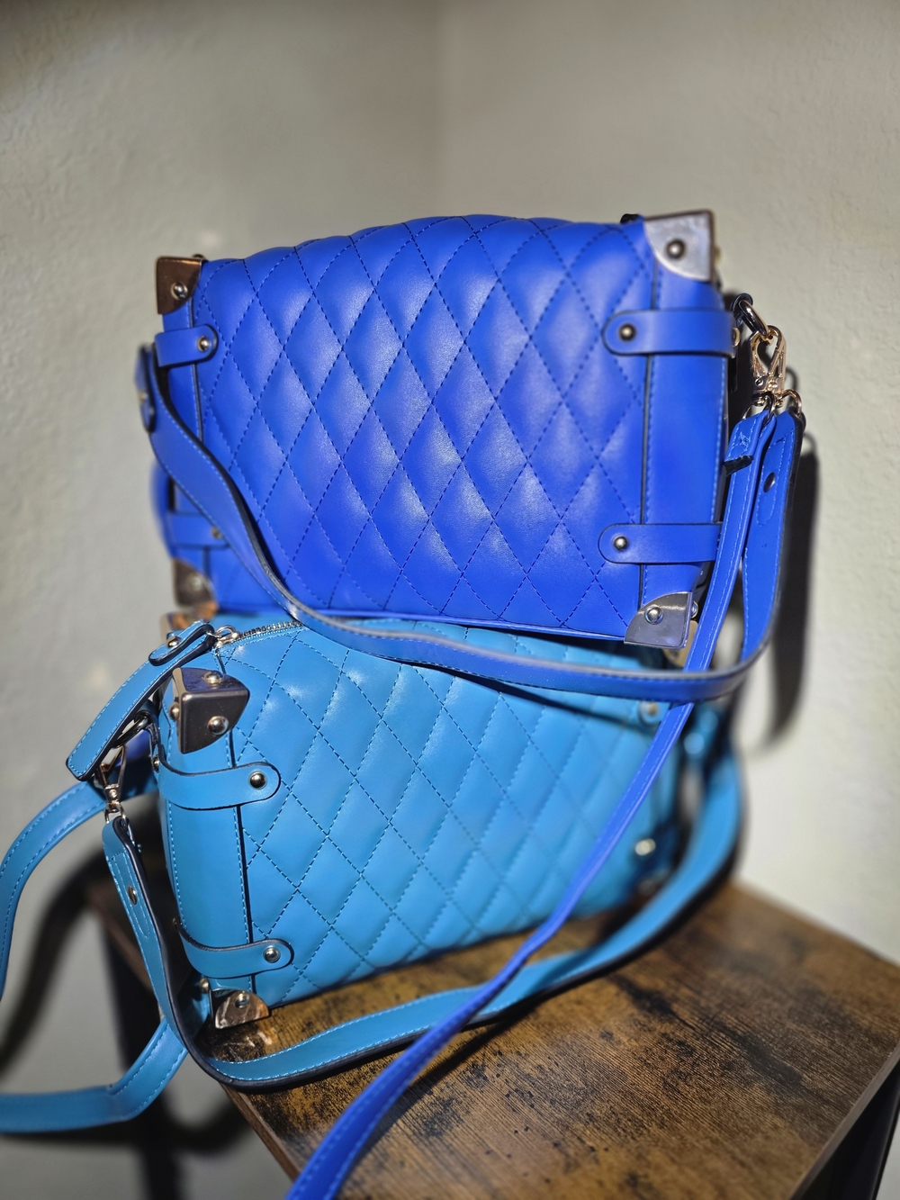 Quilted Crossbody Bag - Blue